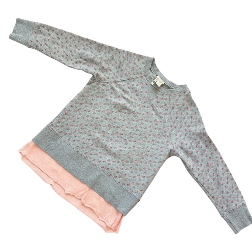 Matilda Jane Teen Hello Comfy Layers Gray Floral Sweatshirt Ruffle Hem XS